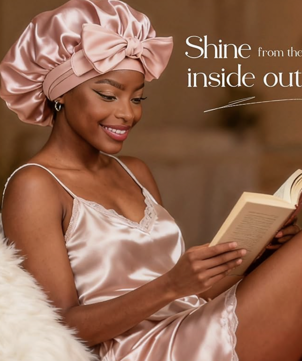 Satin bonnet for curly hair